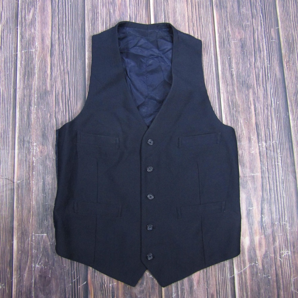Gino‎ Cappelli Vest Mens 38 Blue 5-Button Dress Suit Waistcoat Belted Formal